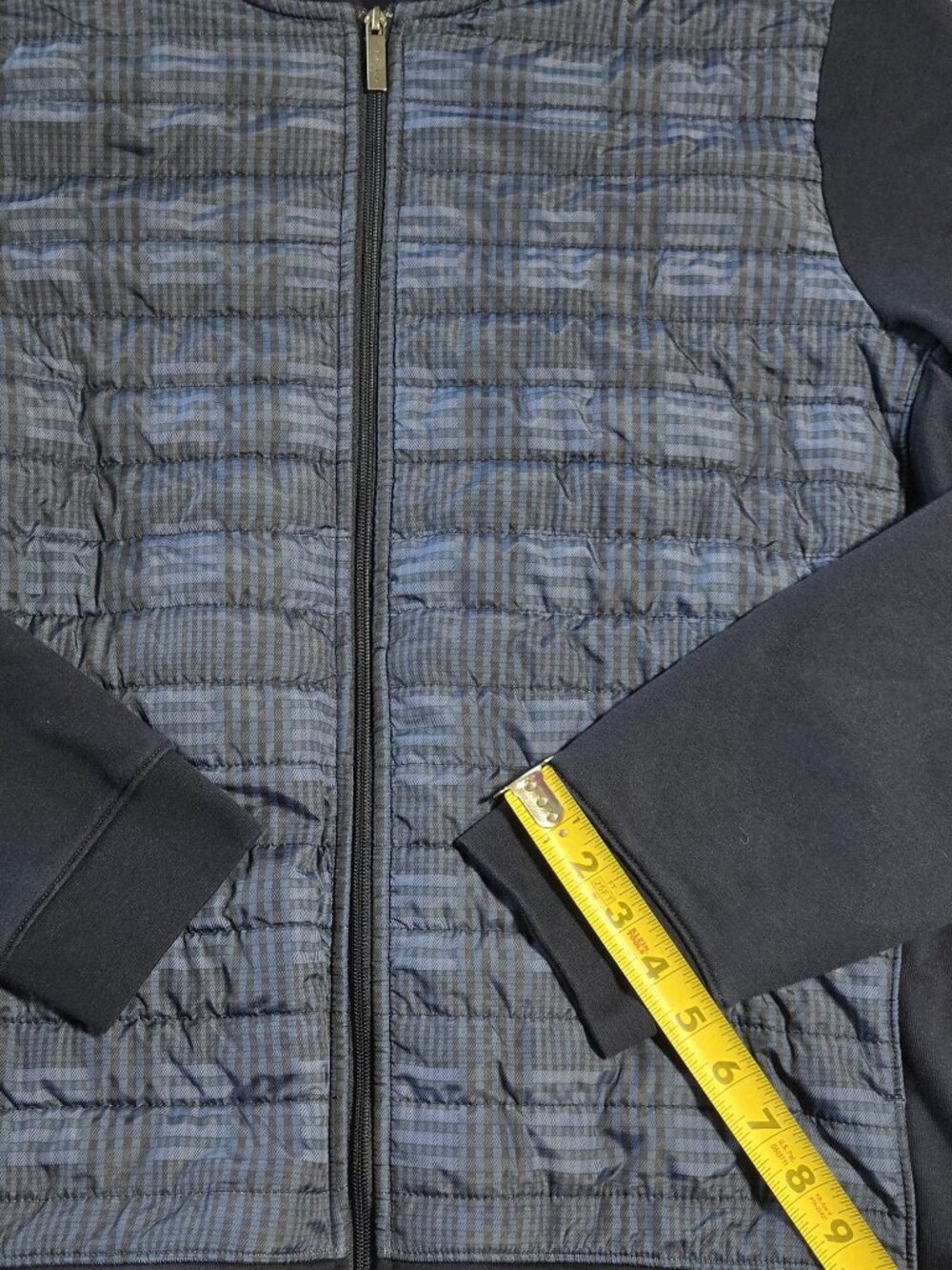Perry Ellis Men Mixed Media Quilted Jacket Bomber Dark Sapphire Full Zip Size XL - Picture 8 of 8